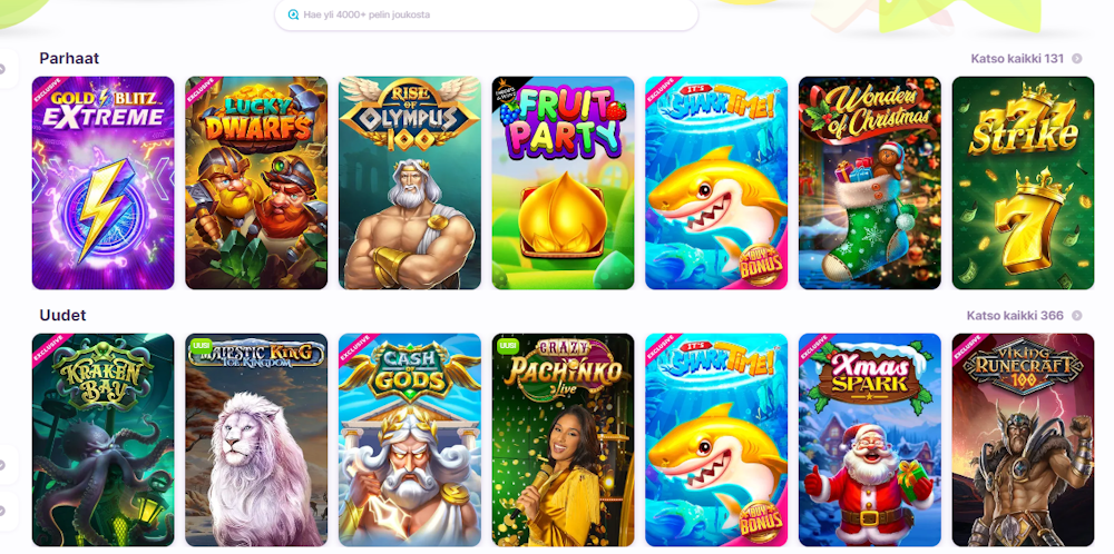 Nomini nettikasinon pelivalikoimaa.