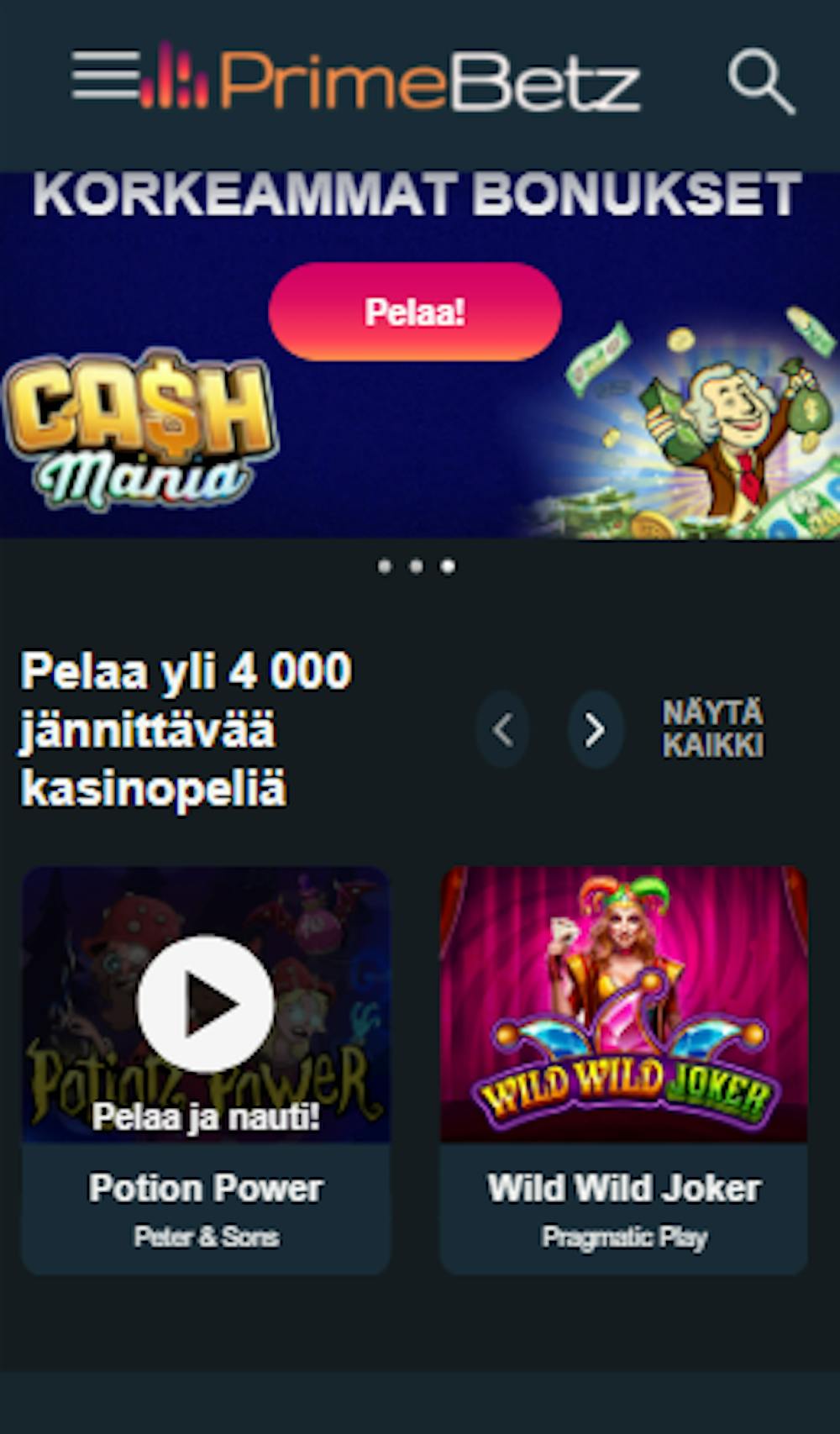 PrimeBetz kasinolla on noin 4000 peliä, muun muassa Wild Wild Joker.