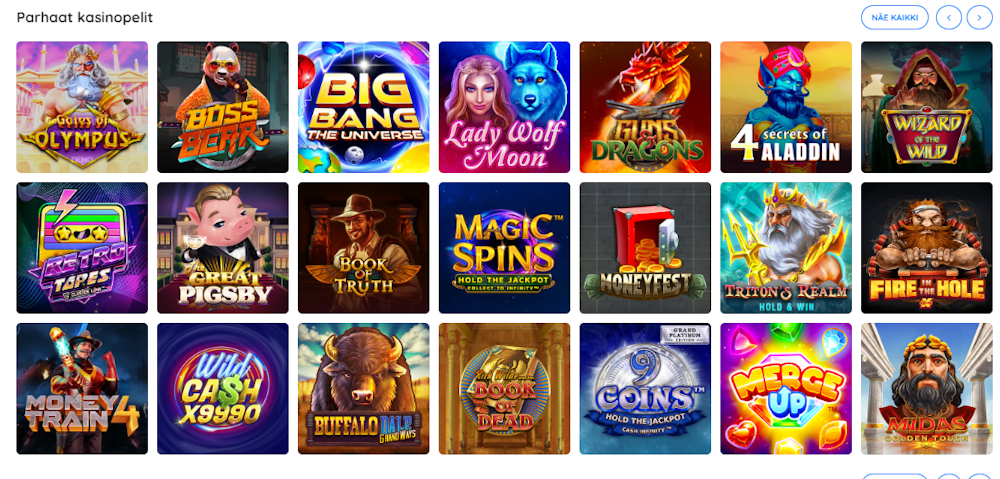 Rooli kasinon pelivalikoimaa.