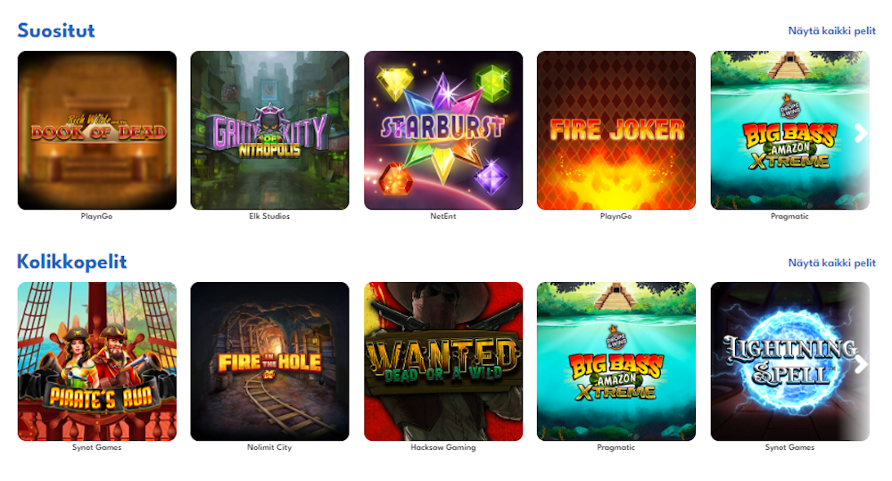 Slotsi nettikasinon pelejä.