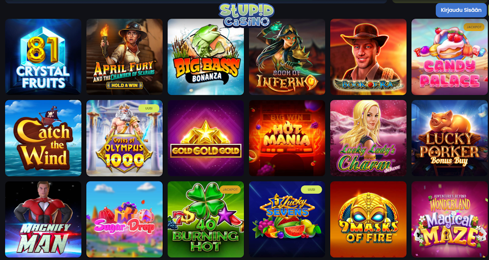Stupid Casino nettikasinon pelit.