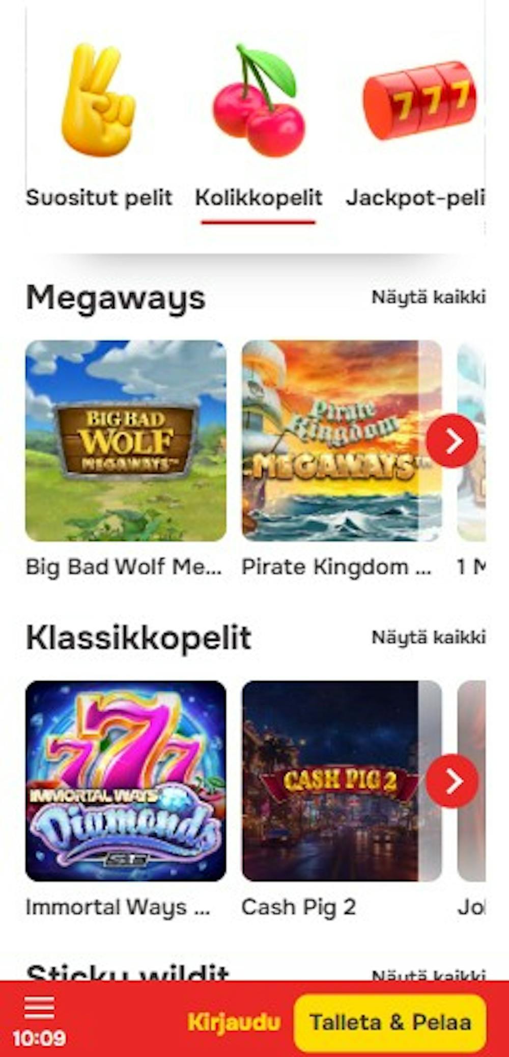 Tuplaus kasinolta löytyy esimerkiksi Megaways-pelejä ja suosittuja klassikkoslotteja.