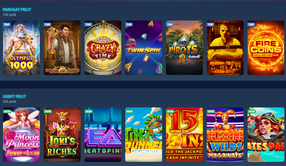 Wintopia kasinon pelit.