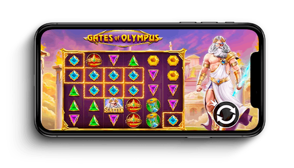 Gates of Olympus pelin näkymä mobiilissa.