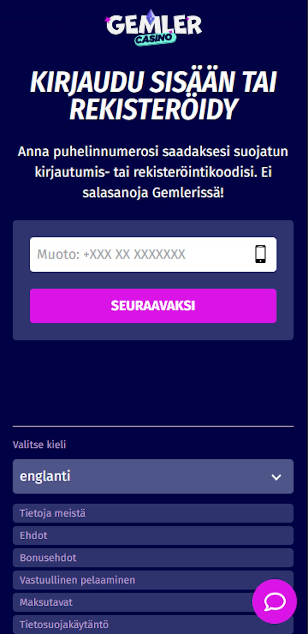 Gemler Casinon rekisteröityminen