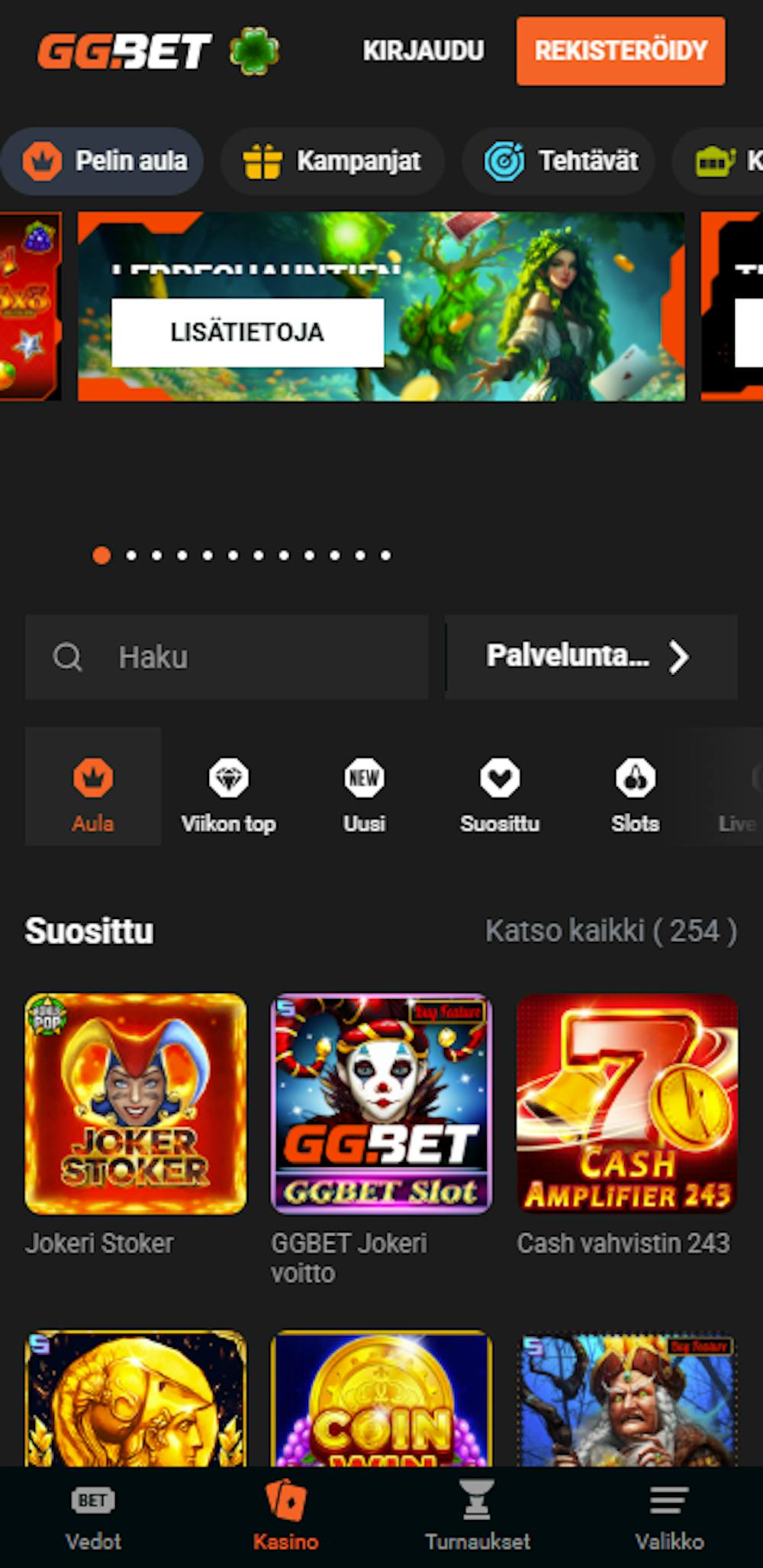 GG Bet nettikasinon pelivalikoimaa