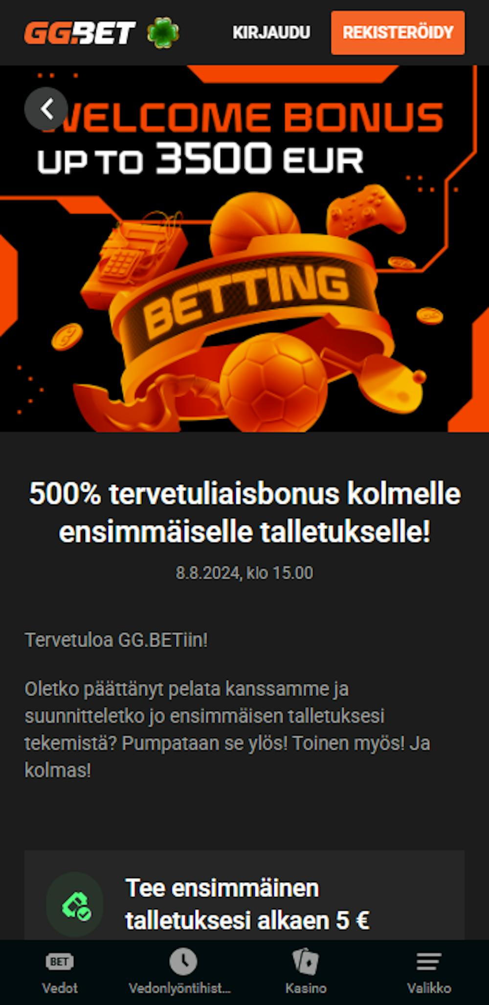 GG Betin tervetuliaisbonus