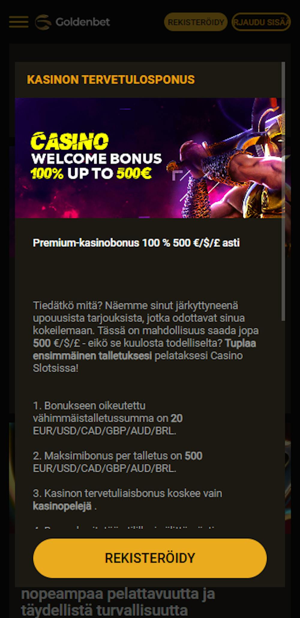 Goldenbetin tervetulotarjous