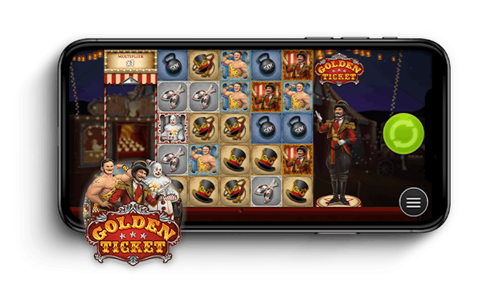 Golden Ticket kolikkopeli mobiililaitteen näytöllä