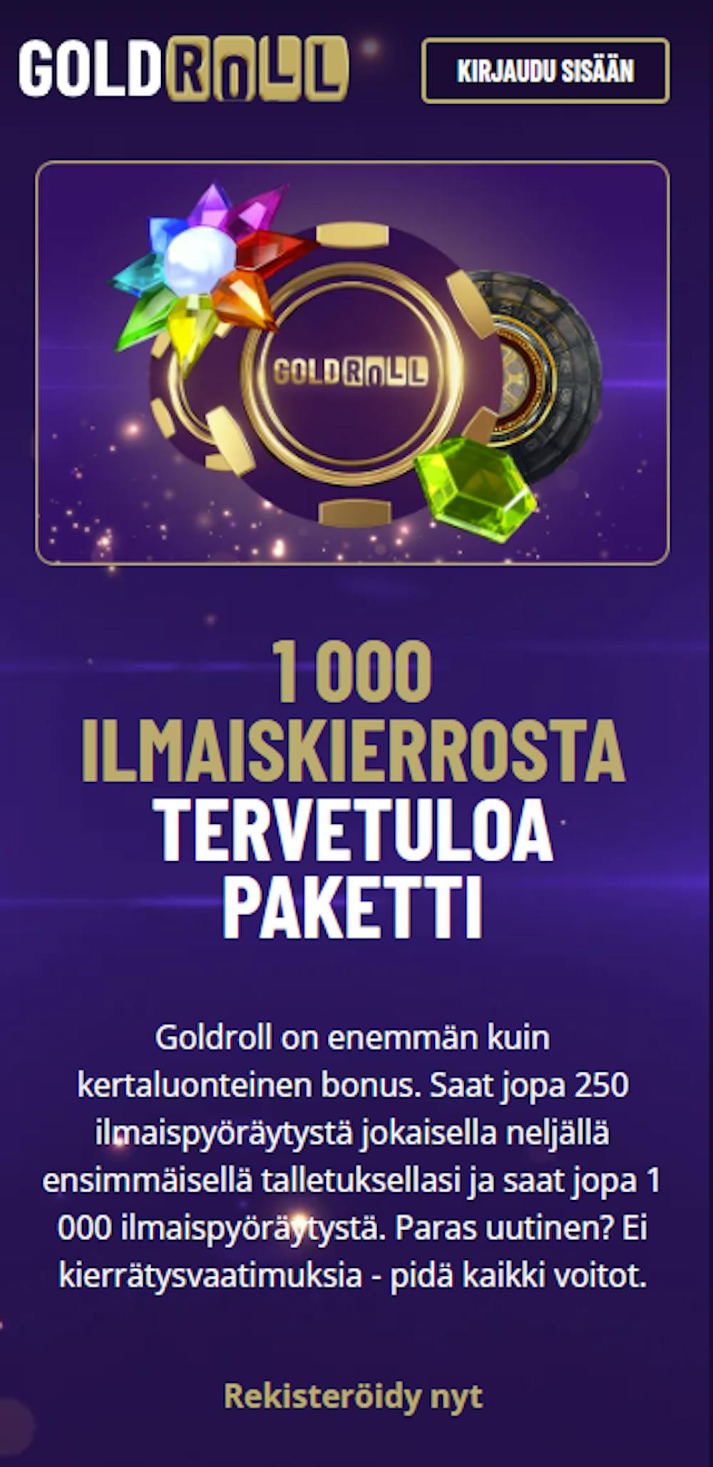 GoldRollin tervetulotarjous