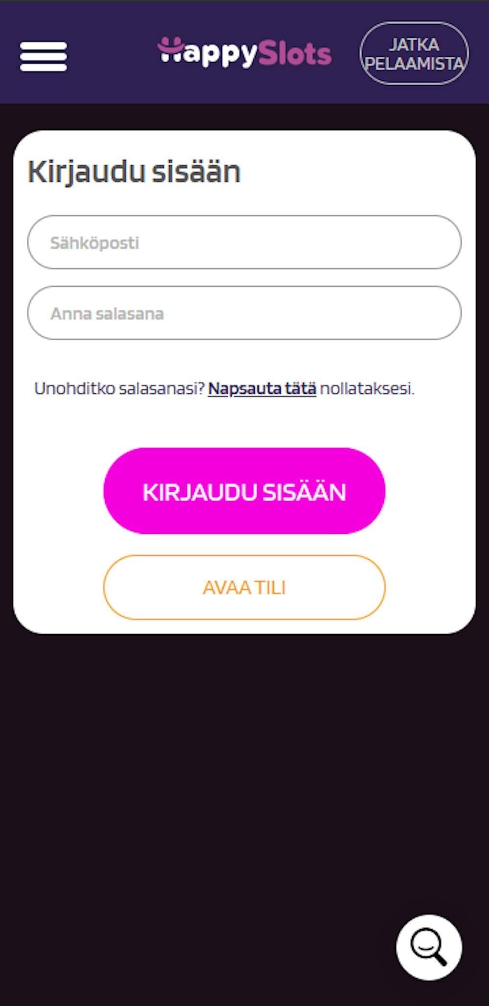 Pelitilin avaaminen Happyslots kasinolla