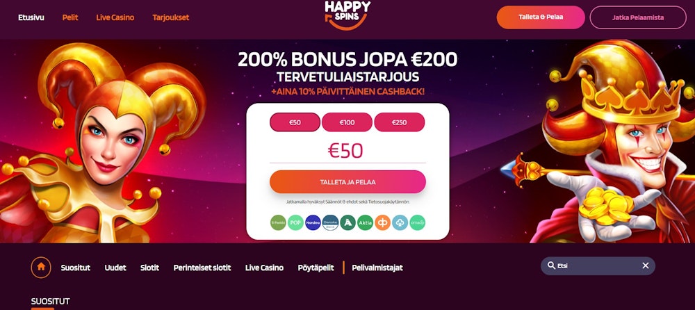 Happy Spins casino etusivu