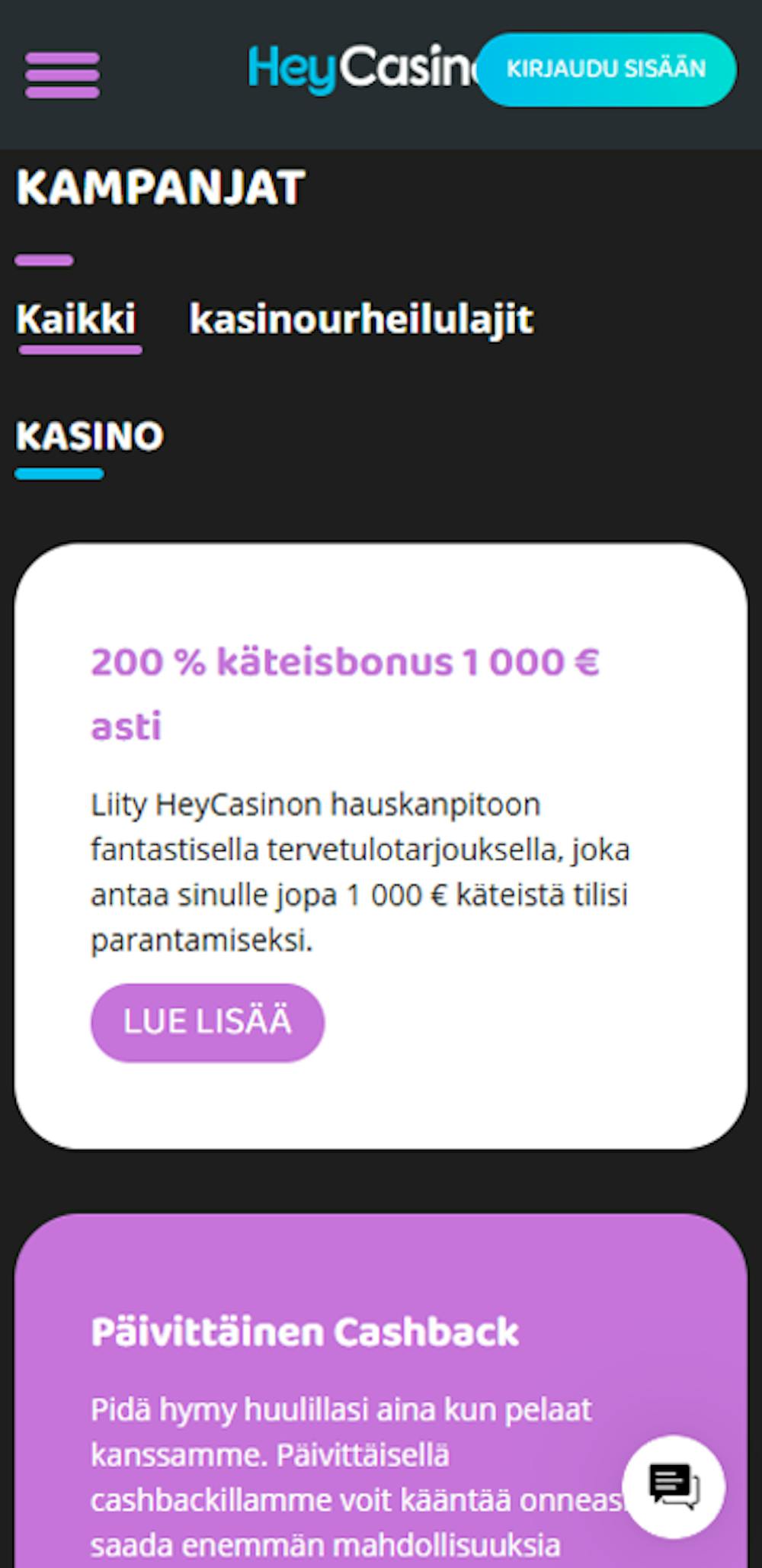 heycasinon tervetulotarjous
