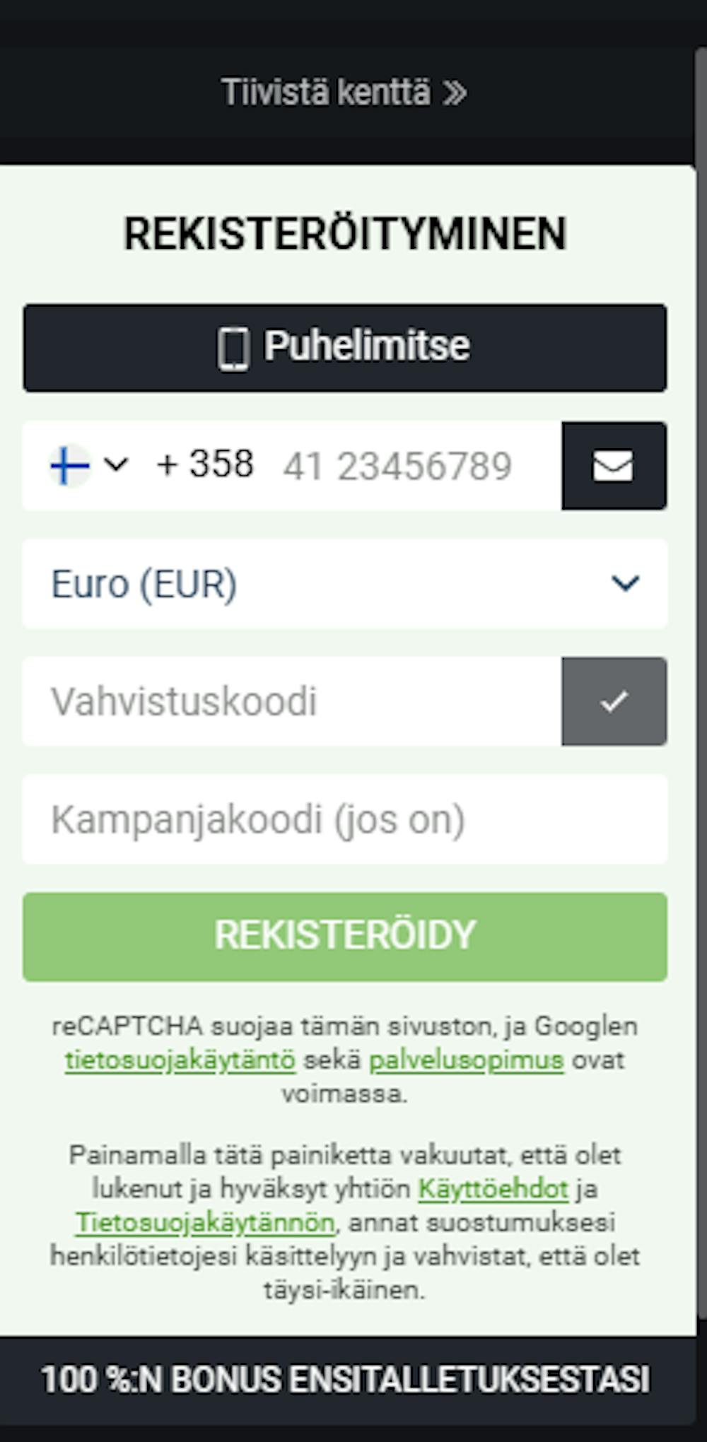 Bet Label kasinolle voi rekisteröityä puhelimitse.