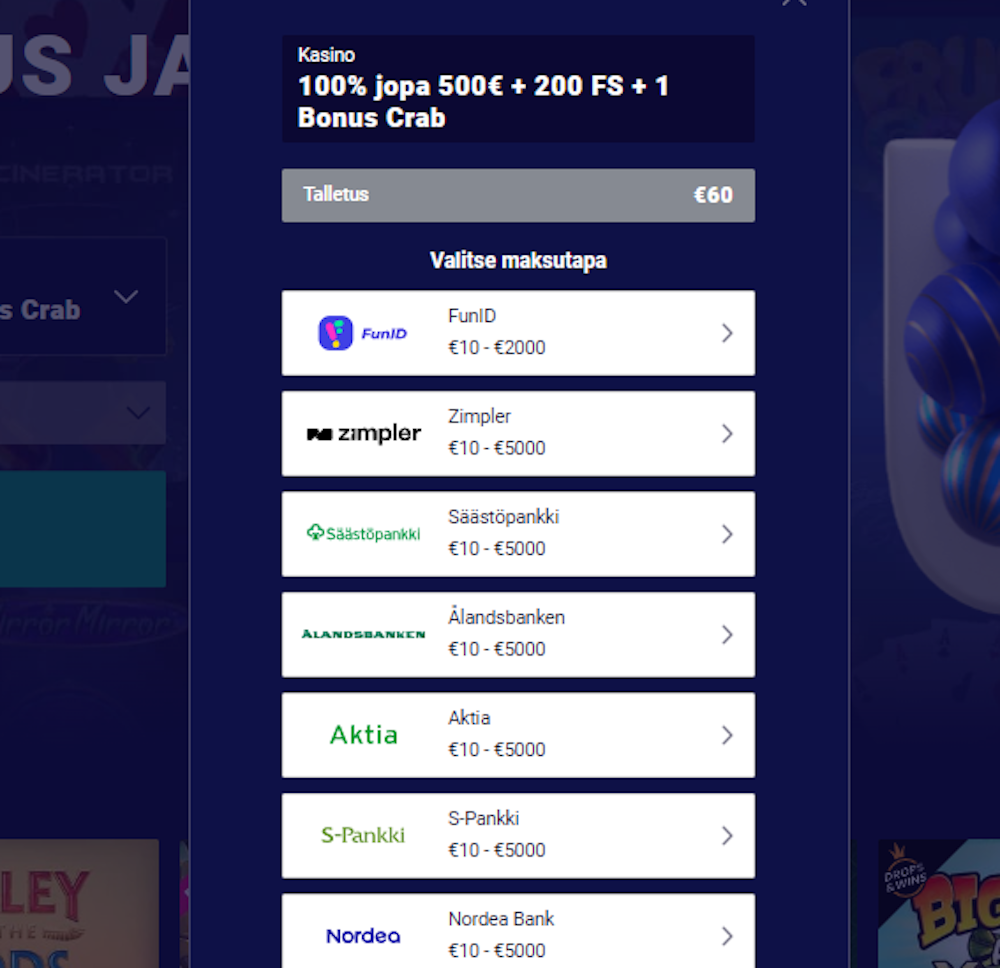 Rekisteröityminen Frumzi nettikasinolle.