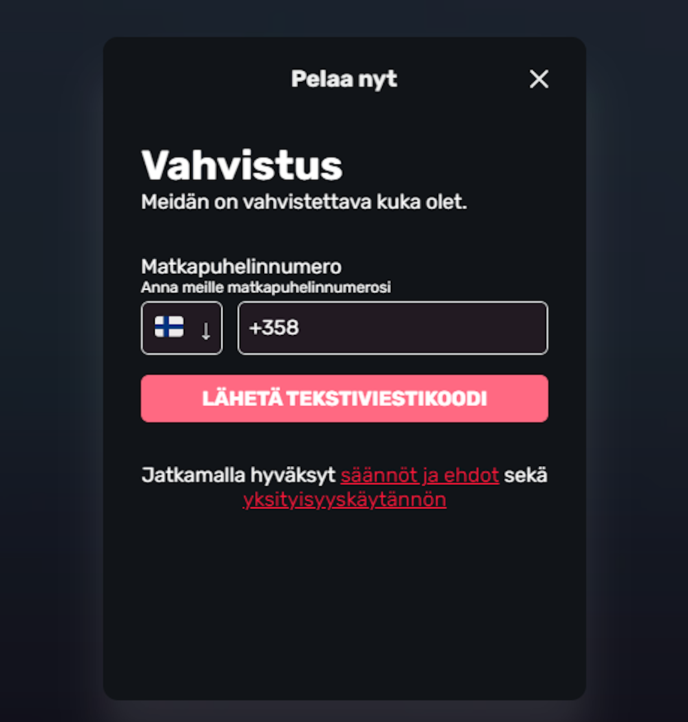 Rekisteröityminen Instaslots nettikasinolle.