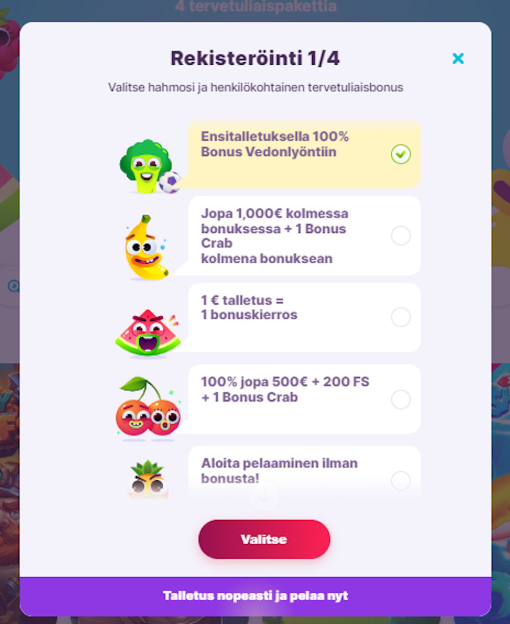 Pelitilin luominen ja rekisteröityminen Nominiin.