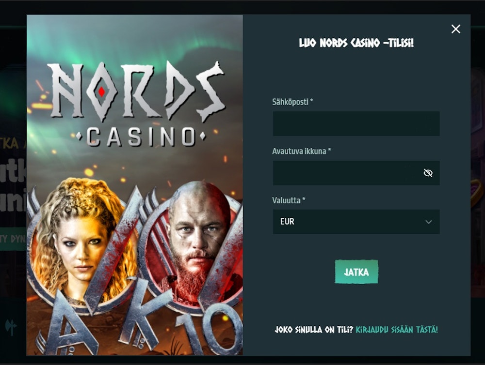 Pelitilin luominen Nords Casinolle.