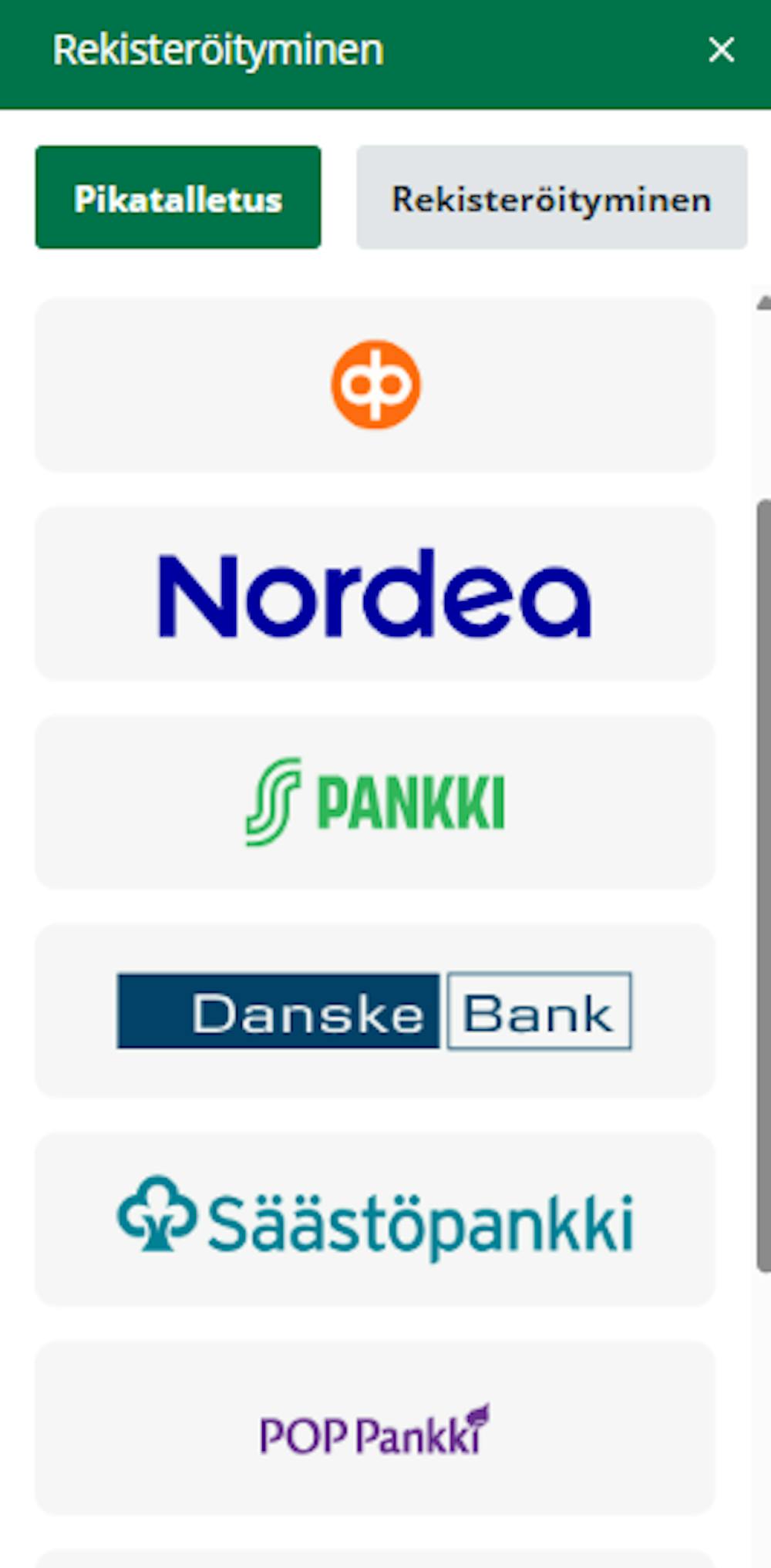 Qbet kasinolle voi avata pelitilin tallettamalla.