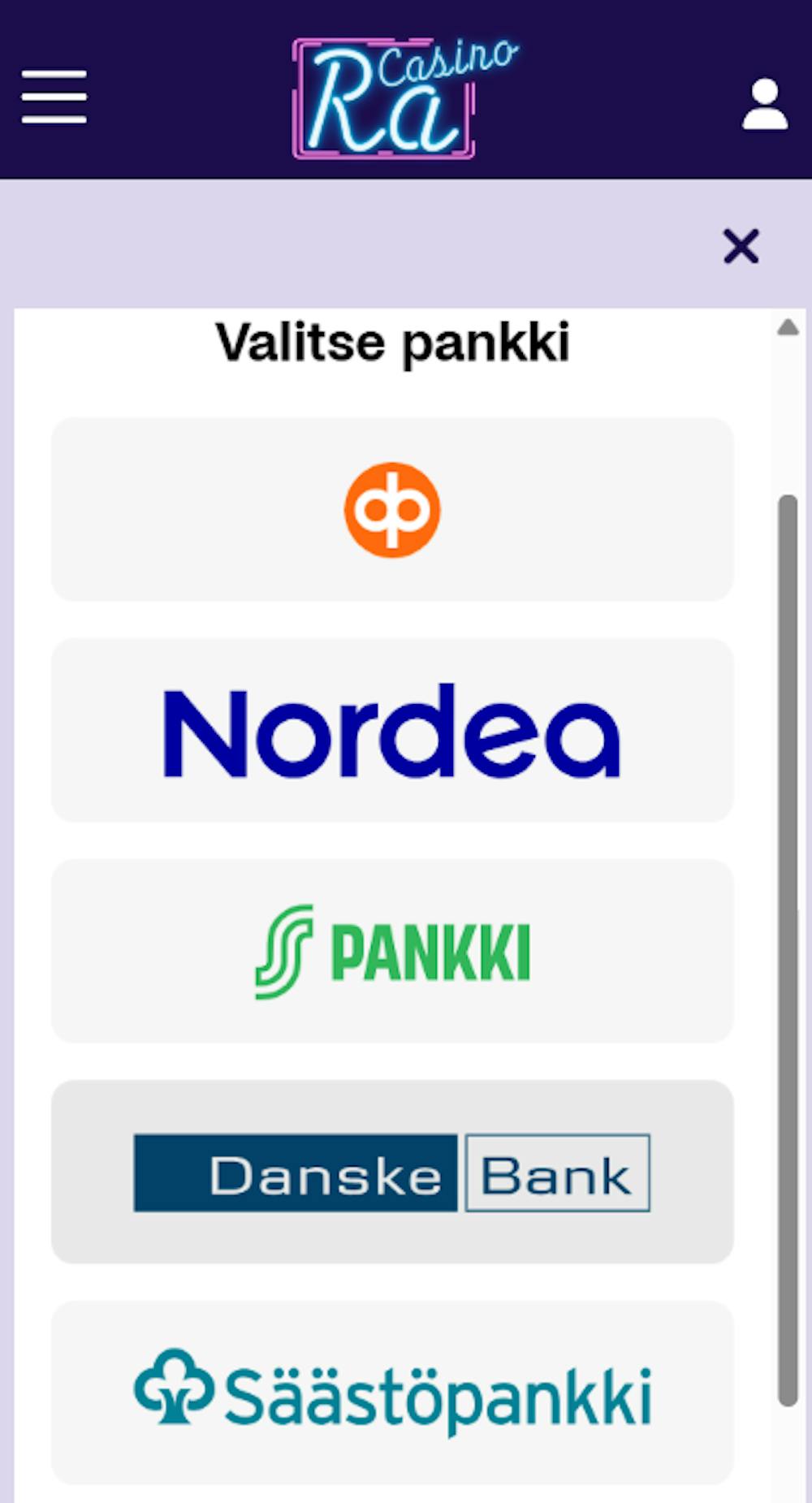 Pelitili avataan Ra Casinolle tallettamalla.