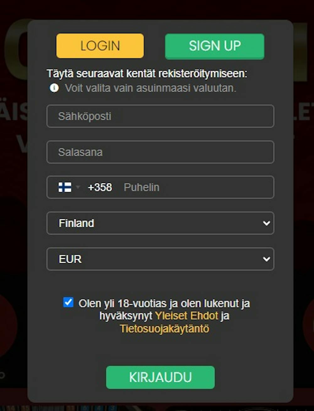 Slotstoto kasinolla pelaaminen alkaa täyttämällä rekisteröitymislomakkeeseen omat tiedot.