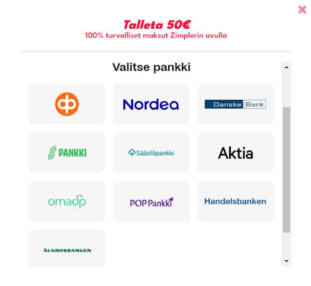 Pelitilin avaaminen Top Kasino nettikasinolle.