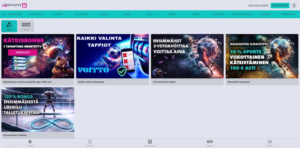 InfinityX casino bonukset