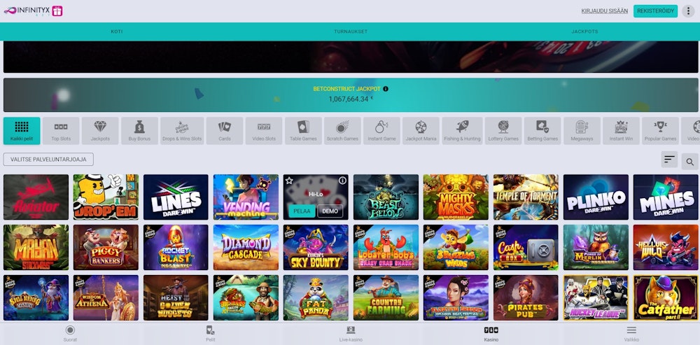 InfinityX casino pelit
