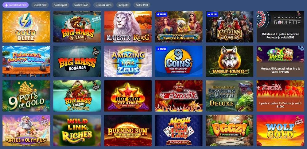 Jackie Jackpot Casinon pelivaihtoehdot