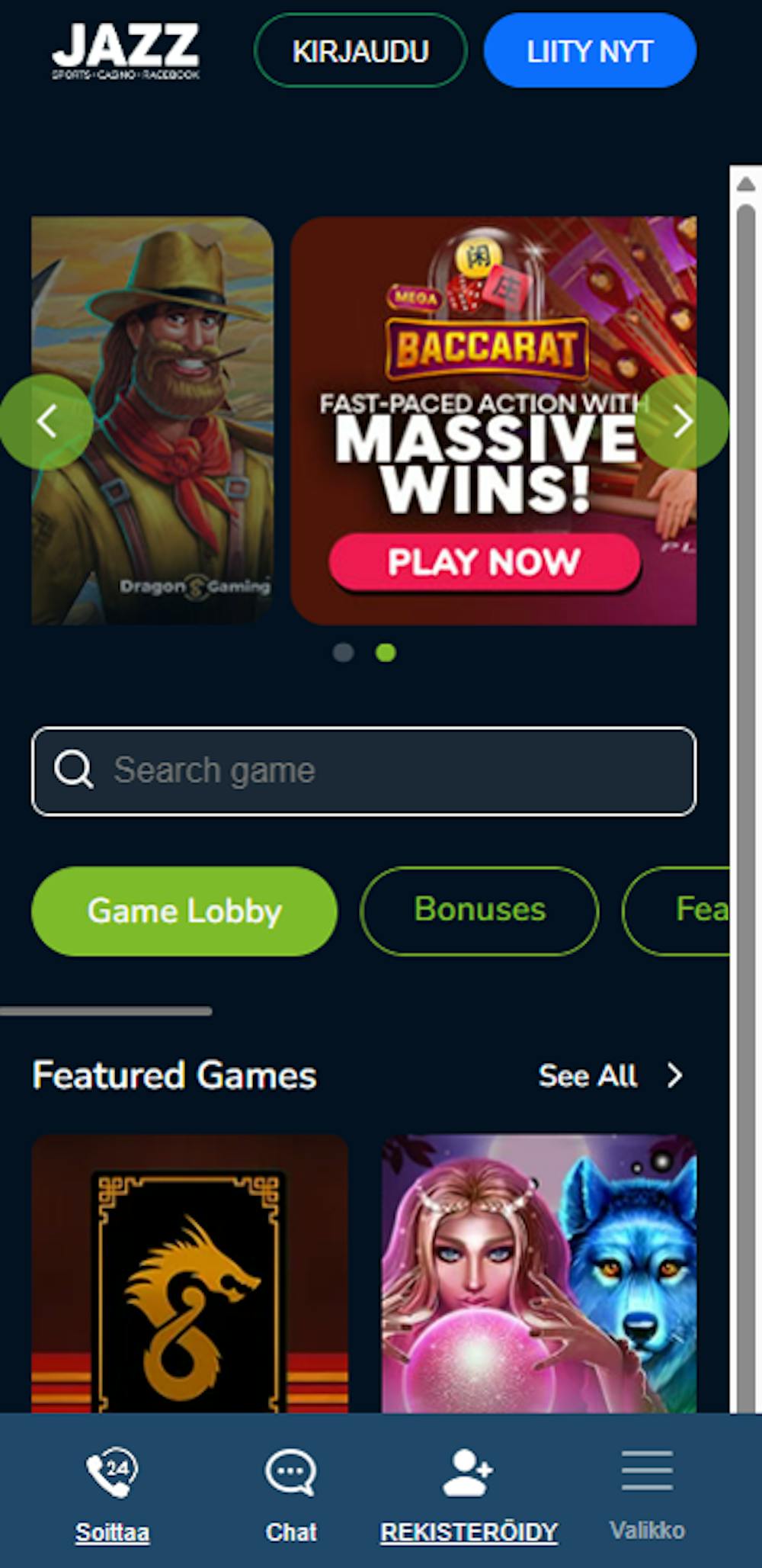 Pelivalikoimaa Jazz Casino nettikasinolla