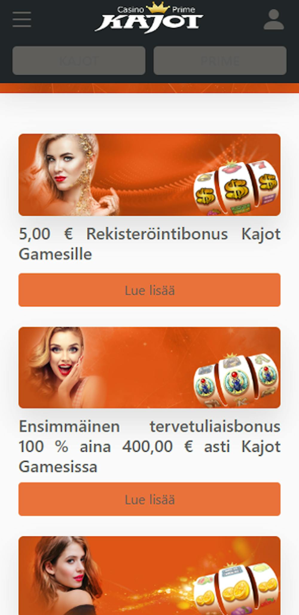 kajotin tervetulotarjous