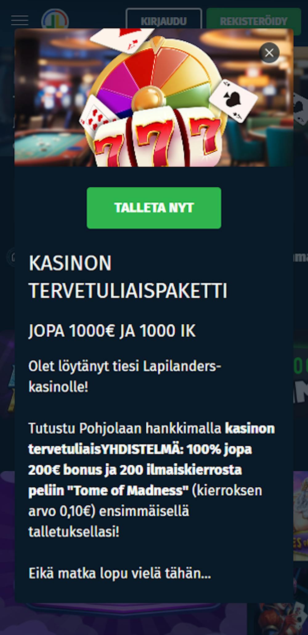 lapilandersin tervetulotarjous