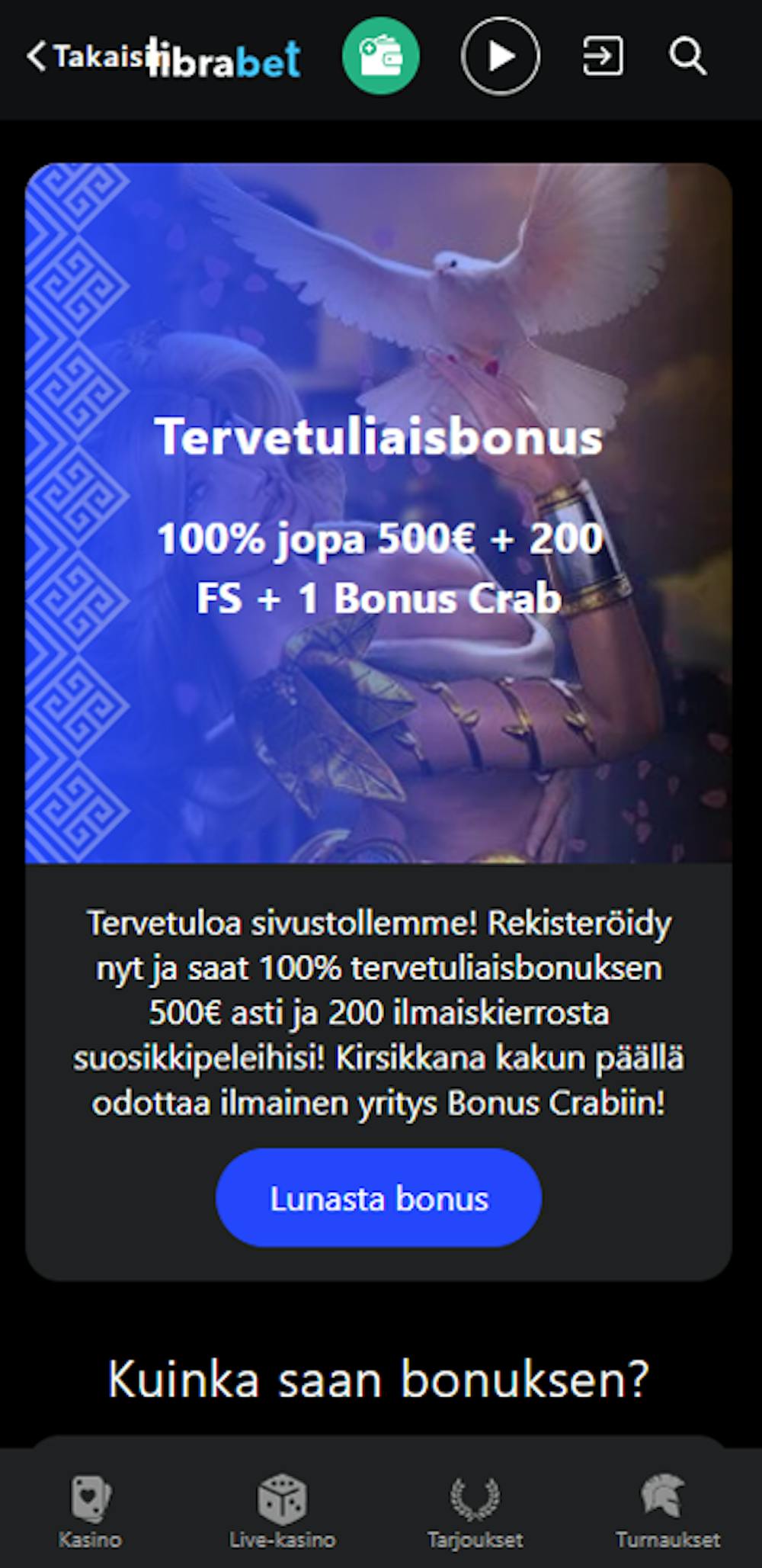 Librabet tervetuliaisbonus