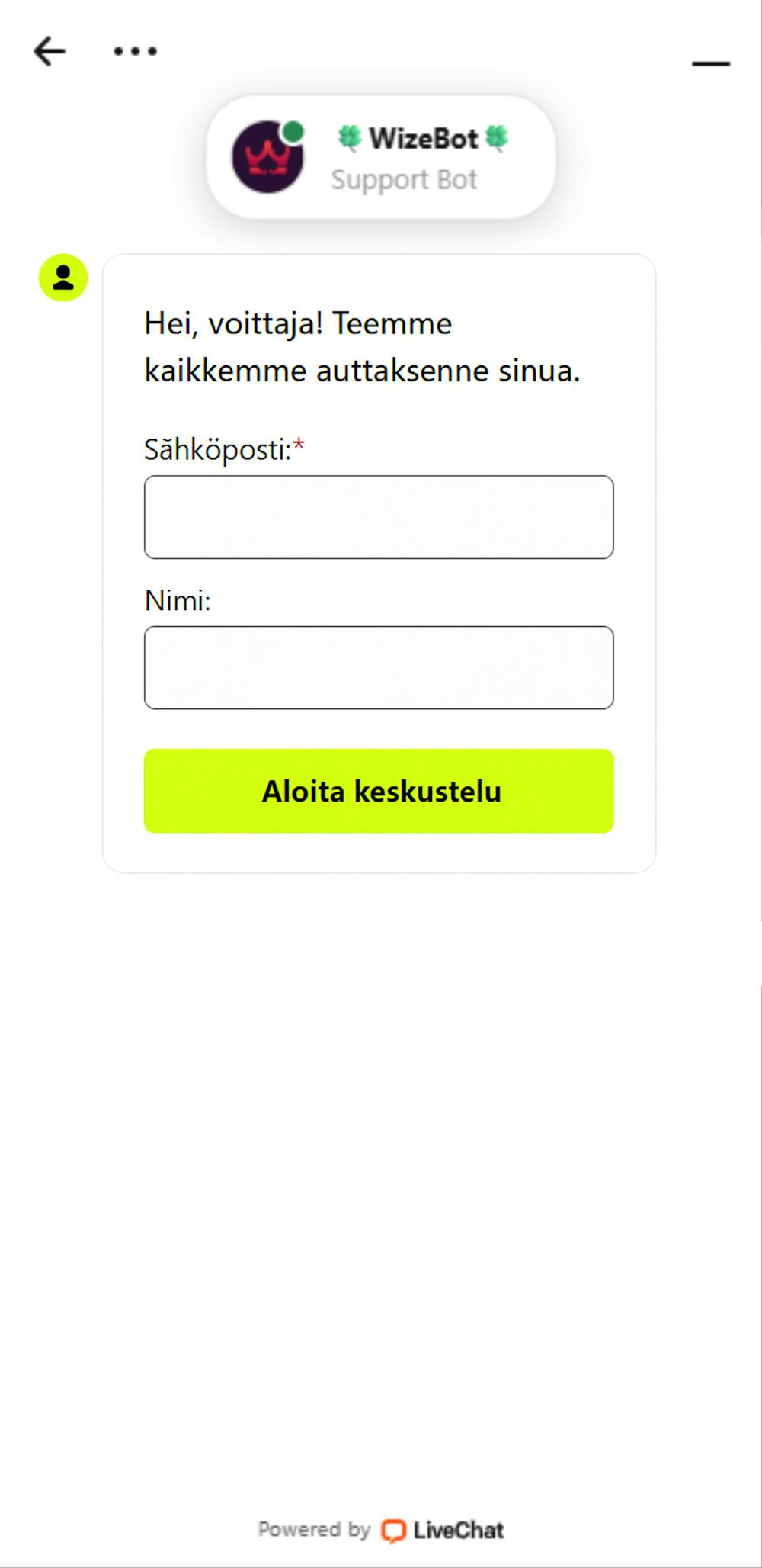 Lordspin asiakaspalvelu