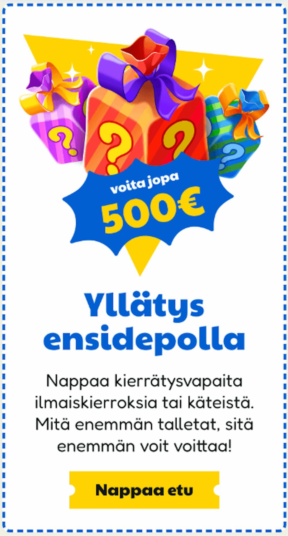 Pelikioskin ensitalletusbonus sisältää joko ilmaispyöräytyksiä tai käteistä.