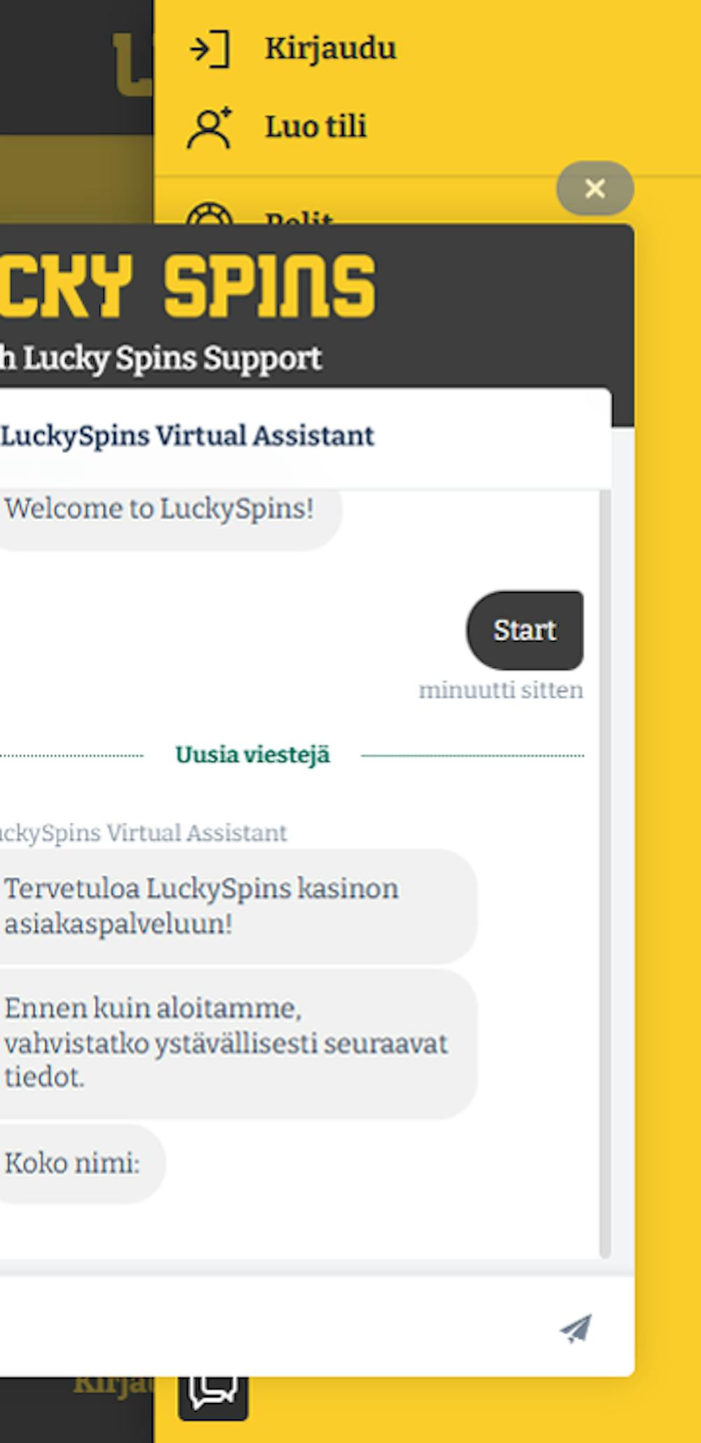 Lucky Spins asiakaspalvelu