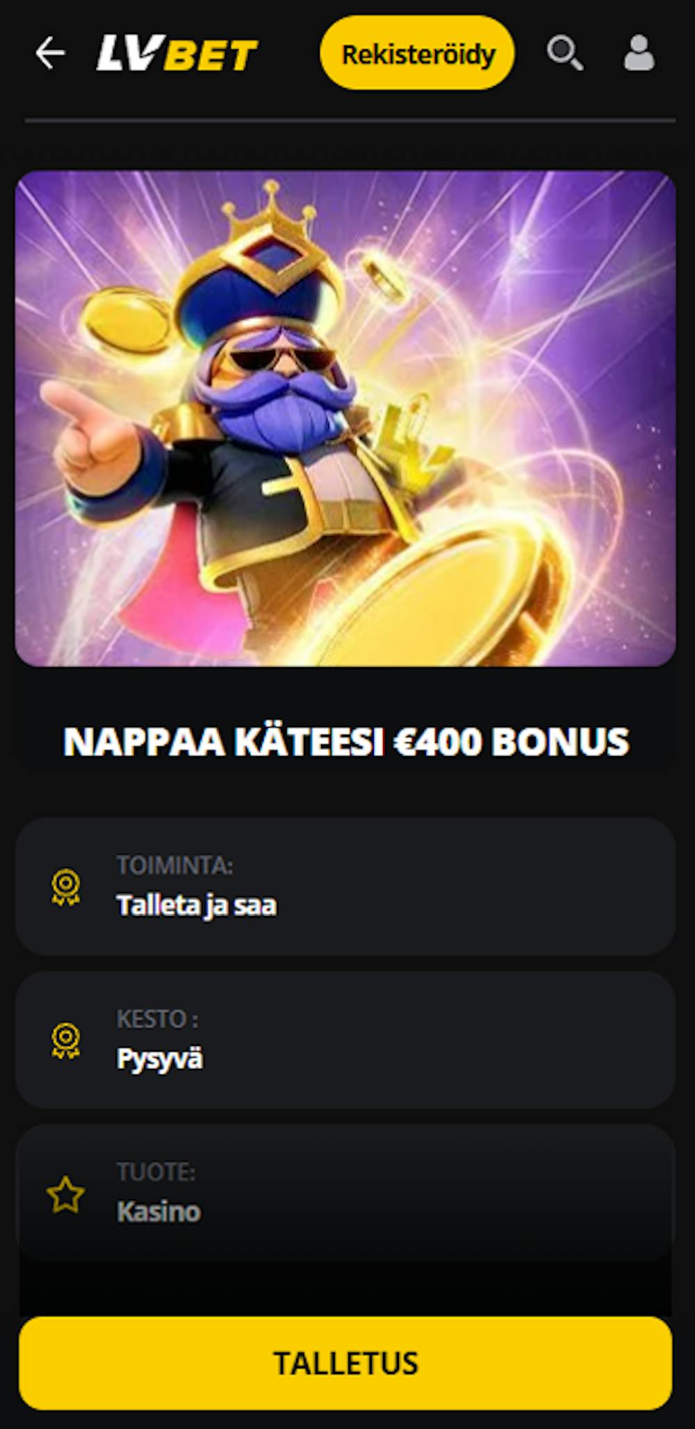 LV Betin tervetuliaisbonus