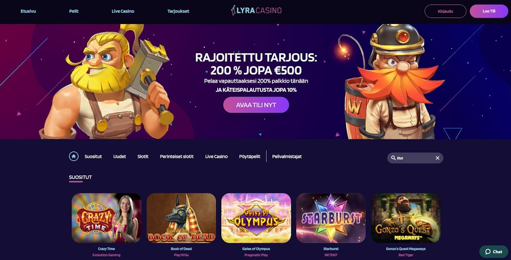 lyra casino etusivu