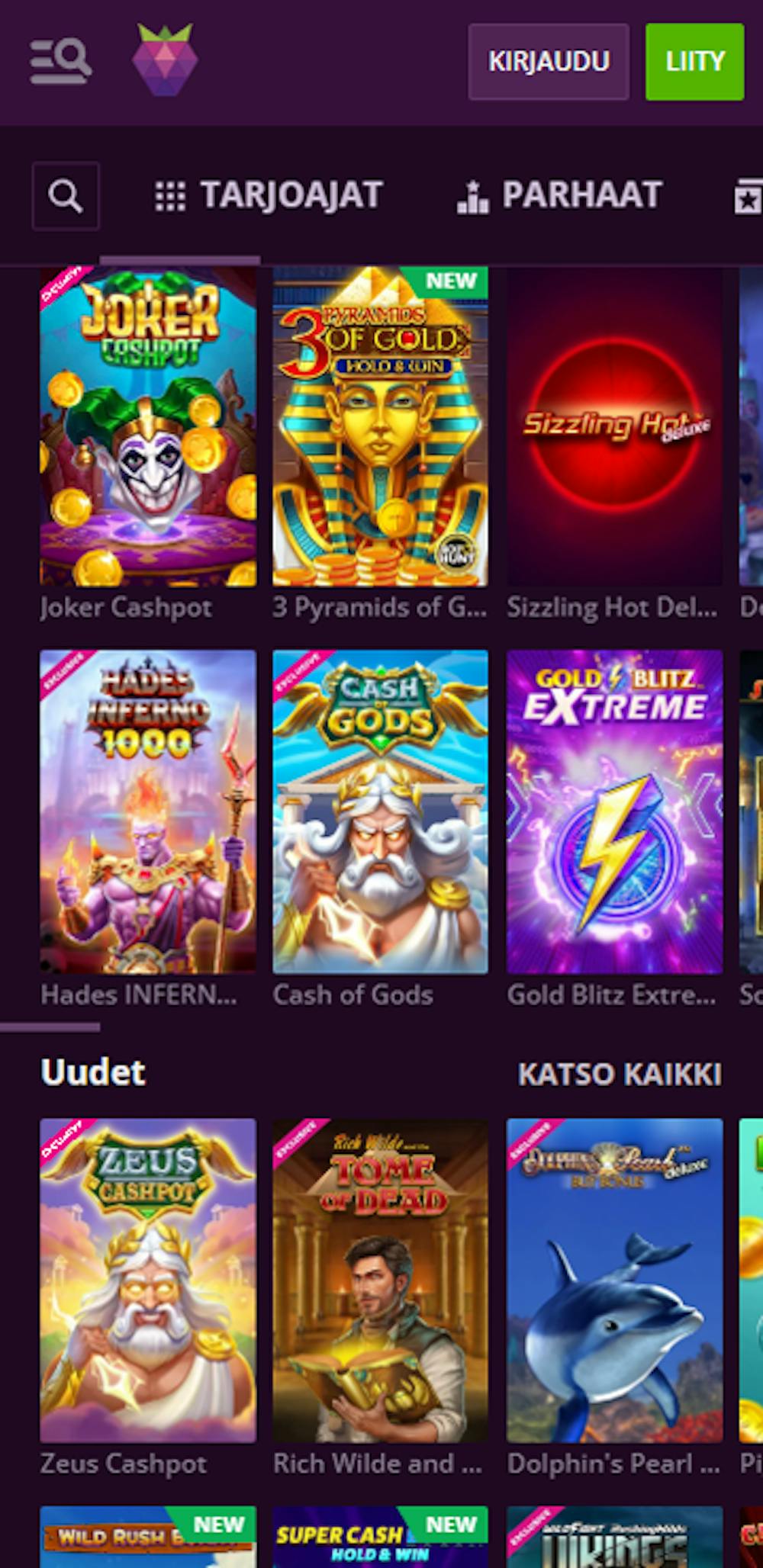 Malina Casinon pelivaihtoehdot