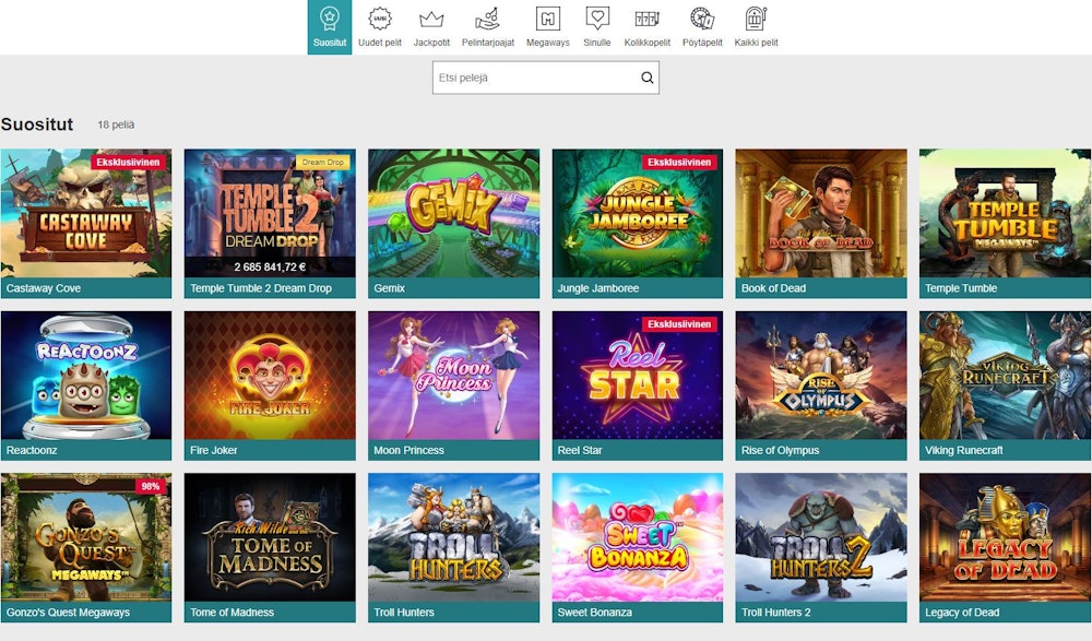 Maria Casinon pelivaihtoehdot