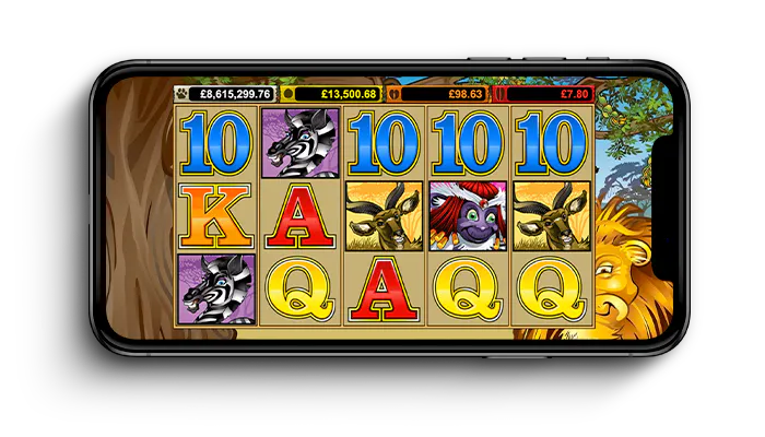 Mega Moolah peli mobiilinäkymässä.