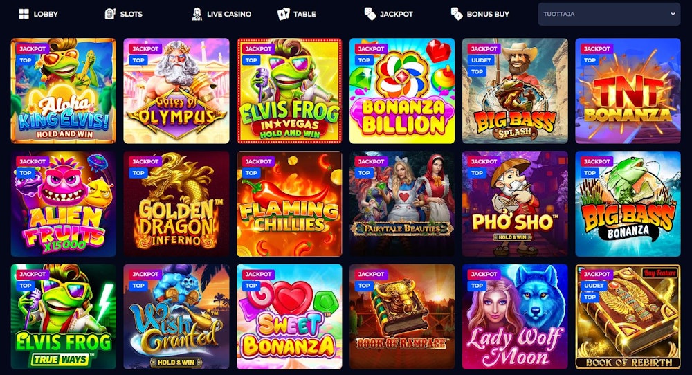 Megaslot Casinon pelivaihtoehdot