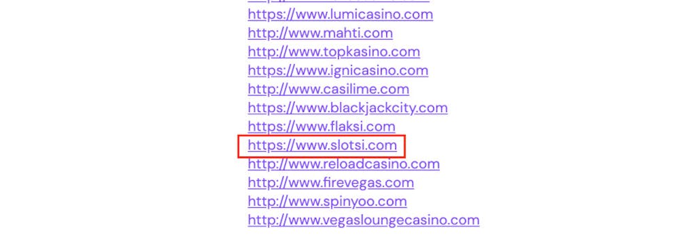 MGA kasinot - Lisenssin tarkistaminen MGA sivulla URL nettikasinoista - Slotsi korostettu