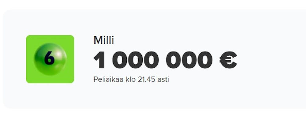 Milli pelissä jaossa miljoona euroa päivittäin.