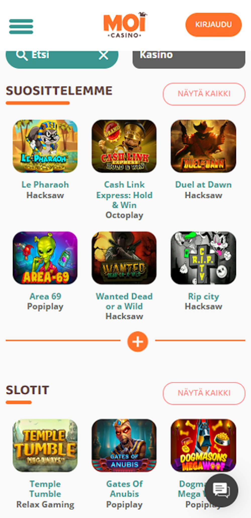 Nettikasino Moi Casinon pelejä