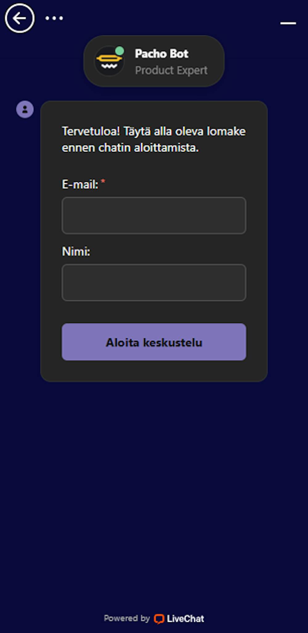 Mr Pacho asiakaspalvelu