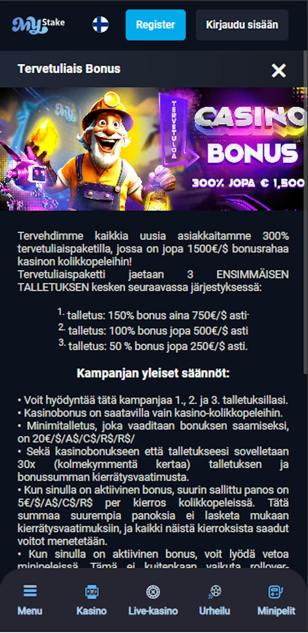 mystaken tervetulotarjous