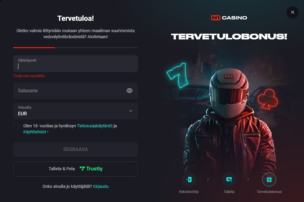 N1 Casinolle rekisteröityminen