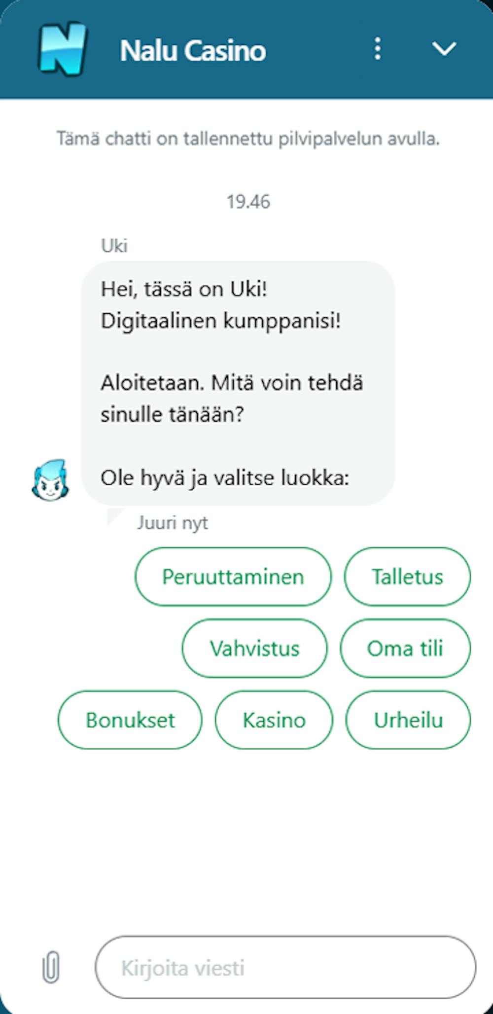 Nalu Casino asiakaspalvelu