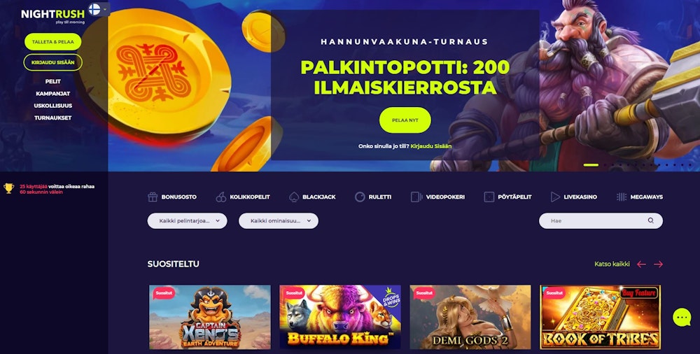 NightRush Casinon kotisivut